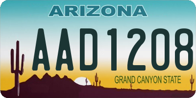 AZ license plate AAD1208