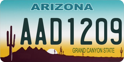 AZ license plate AAD1209