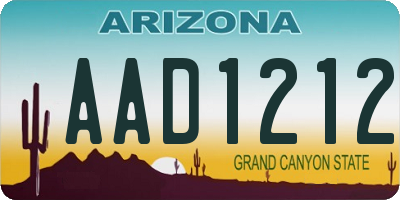 AZ license plate AAD1212