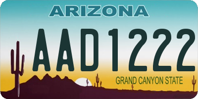 AZ license plate AAD1222