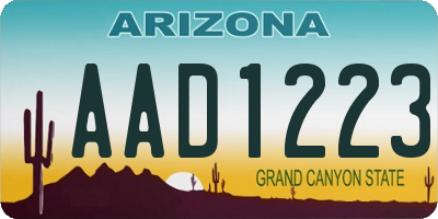 AZ license plate AAD1223