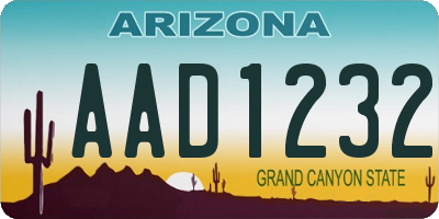AZ license plate AAD1232