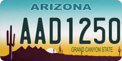 AZ license plate AAD1250