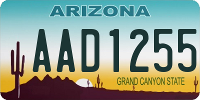 AZ license plate AAD1255