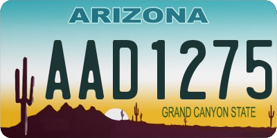 AZ license plate AAD1275