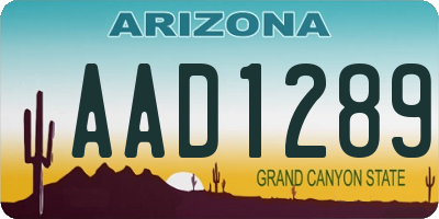 AZ license plate AAD1289