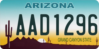 AZ license plate AAD1296