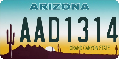 AZ license plate AAD1314