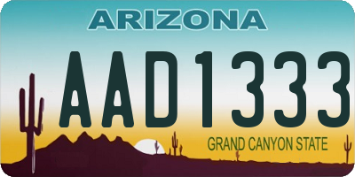 AZ license plate AAD1333