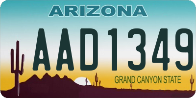 AZ license plate AAD1349