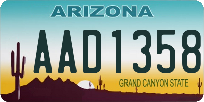 AZ license plate AAD1358