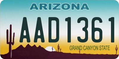 AZ license plate AAD1361