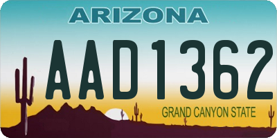 AZ license plate AAD1362