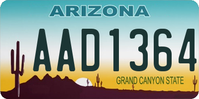 AZ license plate AAD1364