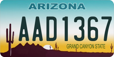 AZ license plate AAD1367
