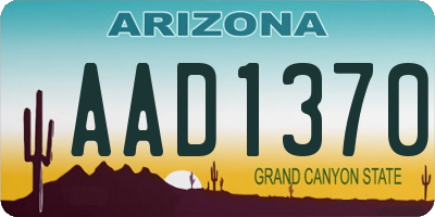 AZ license plate AAD1370