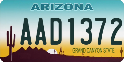 AZ license plate AAD1372
