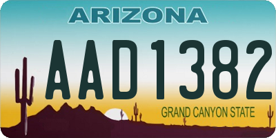 AZ license plate AAD1382