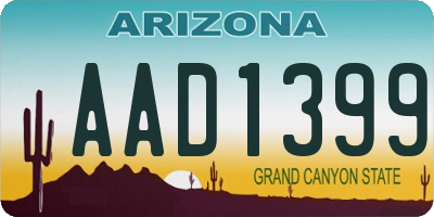 AZ license plate AAD1399