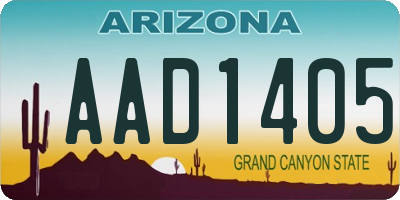 AZ license plate AAD1405