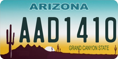 AZ license plate AAD1410