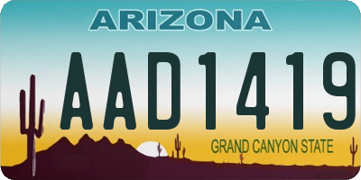 AZ license plate AAD1419