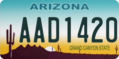 AZ license plate AAD1420