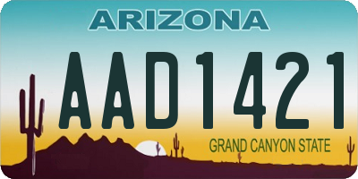 AZ license plate AAD1421