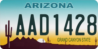 AZ license plate AAD1428