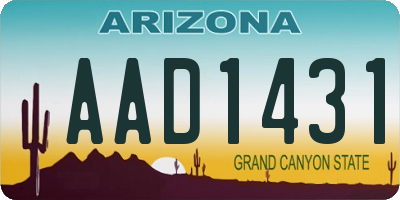 AZ license plate AAD1431
