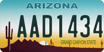 AZ license plate AAD1434