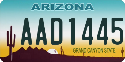 AZ license plate AAD1445