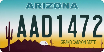 AZ license plate AAD1472