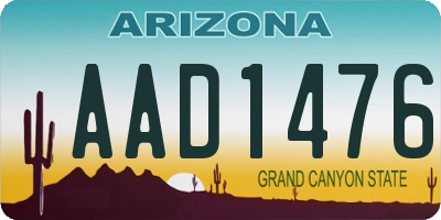 AZ license plate AAD1476