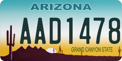 AZ license plate AAD1478
