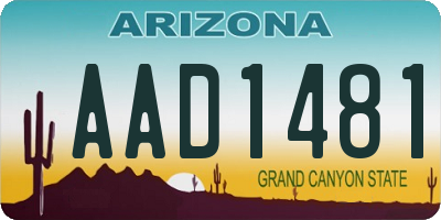 AZ license plate AAD1481