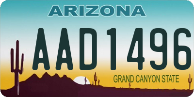 AZ license plate AAD1496