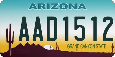 AZ license plate AAD1512