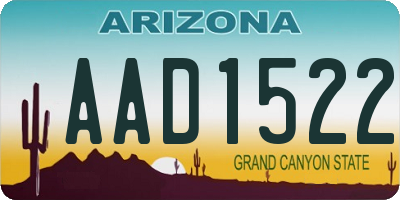 AZ license plate AAD1522