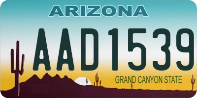 AZ license plate AAD1539