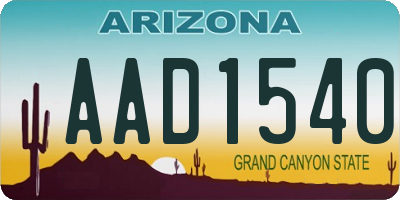 AZ license plate AAD1540