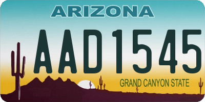 AZ license plate AAD1545