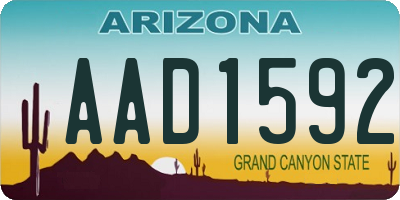 AZ license plate AAD1592