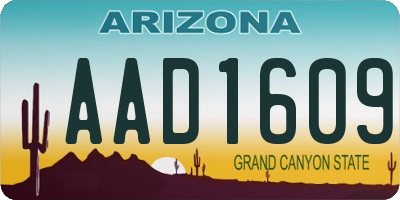 AZ license plate AAD1609