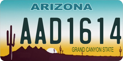 AZ license plate AAD1614