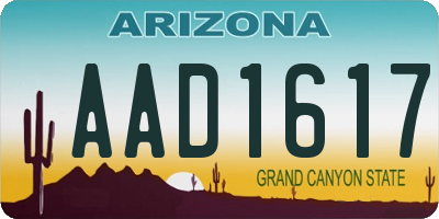 AZ license plate AAD1617