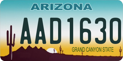 AZ license plate AAD1630