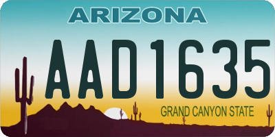 AZ license plate AAD1635