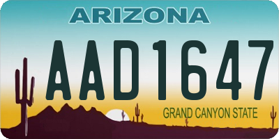 AZ license plate AAD1647