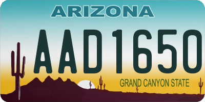 AZ license plate AAD1650